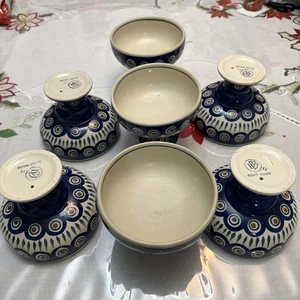 Lot of 7 Polish Pottery Ice Cream Dish - Picture 1 of 4
