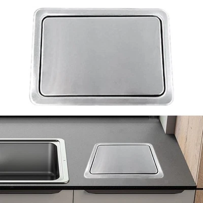 Stainless Steel Balance Lid Trash Bin Cover Recessed Counter Top for Kitchen - Image 1 of 4