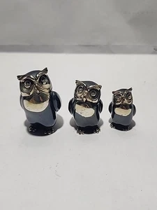 Miniatur 3er Set oxidierte 800 Silber Eule Figuren selten Vintage Tiere - Bild 1 von 18