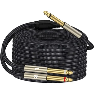 1/4 inch TRS Stereo Y-Splitter Insert Cable, 1/4 Inch Male Jack to Dual 1/4in... - Picture 1 of 9