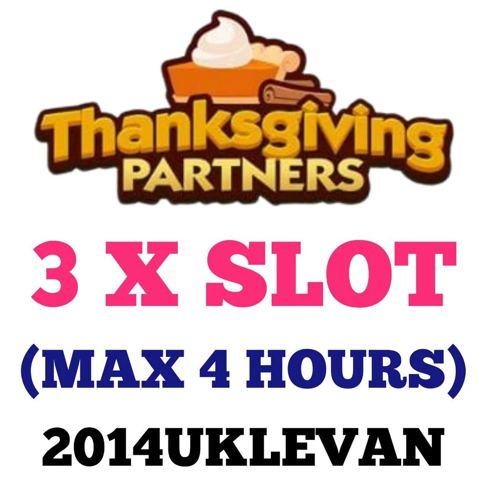 3 x Carry Slot - Max 4 Hours (THANKSGIVING PARTNERS) Mono_poly_Go Partner event - Image 1 of 1