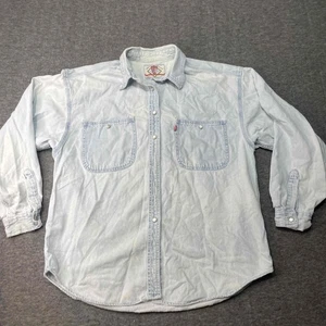 Vintage Levis Denim Pearl Snap Shirt Womens Medium Classic Workwear - Picture 1 of 16