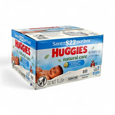 Toallitas para bebés Huggies Natural Care a base de plantas pepino + aloe 17 paquetes 1088 toallitas Foto 1 de 4