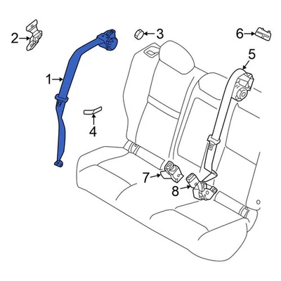 For Nissan Rogue 2024 Nissan 888846RZ8A Rear Right Seat Belt Lap & Shoulder Belt - Image 1 of 2