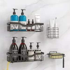 Duschablage ohne Bohren 4 Stk Duschregal Badezimmer Duschkorb für Bad Küchen - Bild 1 von 8