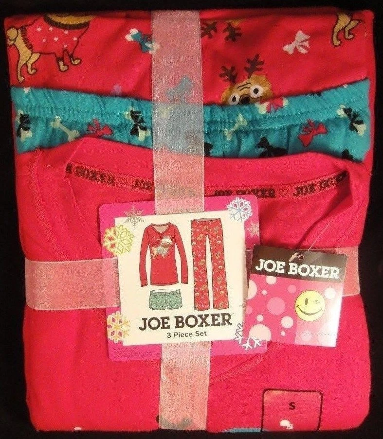 Pijama/roupa de dormir Joe Boxer Juniors' Christmas Dog Puppy Santa Paws conjunto com 3 peças - Imagem 1 de 1