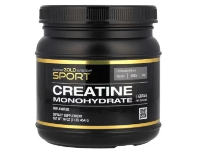 California Gold Nutrition, Sport, Creatine Monohydrate, Unflavored, 1 lb (454 g) - Image 1 of 2