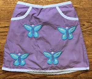 Lands End Girls 4 Butterfly Floral Applique Skort Skirt/Shorts Purple Teal - Picture 1 of 3