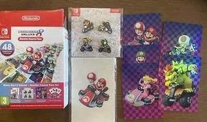 5x Art Cards 4x Pins 10x Stickers Mario Kart 8 Deluxe Booster Course Nintendo - Picture 1 of 5