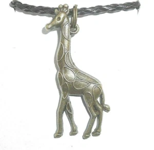 Nuevo Collar Negro Grande Hermoso JIRAFA Tono Bronce 18"" - 20 - Imagen 1 de 1