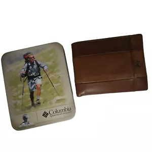 COLUMBIA genuine leather Wallet, men's Wallet - brown - in a tin - Picture 1 of 7