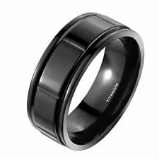 Mens Black Titanium Ring Simple Gothic Casual Anniversary Wedding Band 8mm 9-12