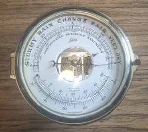 VINTAGE SCHATZ KOMPENSIERTES PRÄZISIONS-MESSINGBAROMETER & THERMOMETER - WESTDEUTSCH - Bild 1 von 10