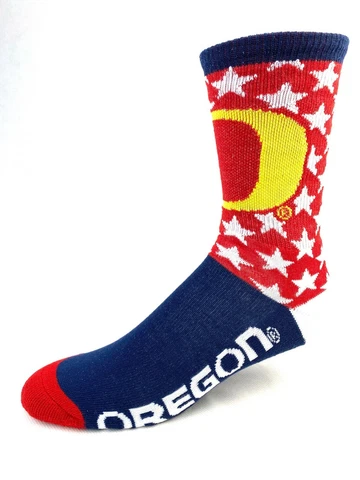Oregon Ducks Red White & Blue Patriotic Team Logo Crew Socks Cover