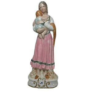 Estatuilla de madre e hijo de porcelana italiana Capodimonte de 13"" Estatua Usada en Excelente Condición Vintage - Imagen 1 de 10