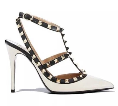 Sandalias VALENTINO GARAVANI Cuero Blanco Enjaulado Rockstud Punta Talla EU38.5 Foto 1 de 4