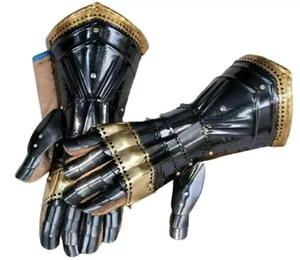 Medieval Gothic Steel Gauntlets Gloves Pair of Arm LARP Warrior Gauntlets Armor - Picture 1 of 5