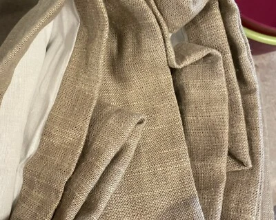 Pottery Barn Emery Linen Lined 3 In 1 Pole Top Blackout Curtain 50x84 Oatmeal - Image 1 of 4