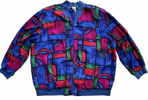 VTG 80s 90s Teddi Jacket Sz Plus 22 Art Boho Abstract Picasso Style Bomber Pads - Picture 1 of 10