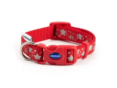 Collar ajustable reflectante Ancol Star, rojo talla 2-5, 10""-20"" perro cachorro Foto 1 de 3