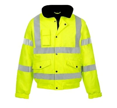VARIOUS Hi Vis Visibilità GIALLO Impermeabile Bomber Giacca Sicurezza Lavoro Abbigliamento