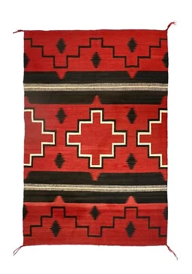 Alfombra grande de lana Kilim Navajo suroeste geométrica roja bohemia 4x6 alfombra hecha a mano Foto 1 de 4
