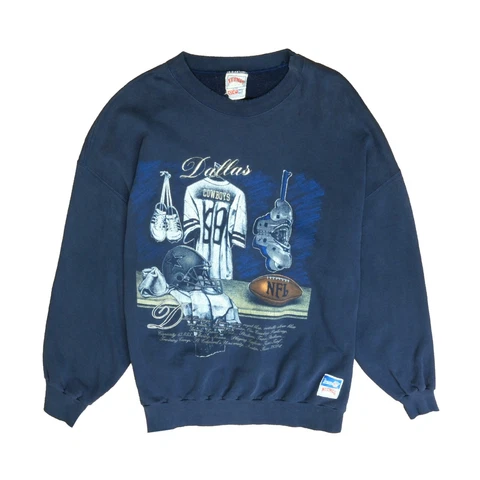 Vintage Dallas Cowboys Nutmeg Mills Sweatshirt Size XL Blue 90s NFL Embroidered Cover