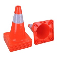 4pcs/Set 18 In Road Traffic Cones Self weighted Safety Cone Fluorescent Red Us