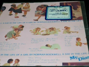 NORMAN ROCKWELL 2 hojas de papel de regalo Un día en la vida de una niña nuevo en paquete de colección - Imagen 1 de 2