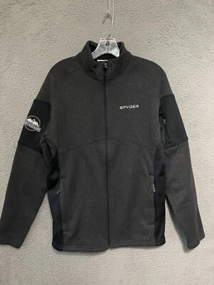Spyder Jacket Mens Medium Full Zip Black Gray Fleece Logo Sweater Polyester - Image 1 of 4