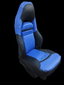 Custom Made Corvette C5 97-04 Sports Seat covers Leather black with blue 🔵 - Picture 1 of 5