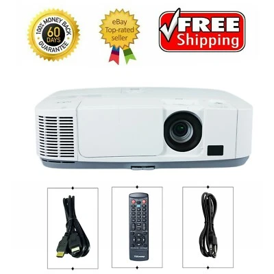 NEC P401W 3LCD Projector 4000 ANSI HD 1080i HDMI x 2 16:10 (WXGA) LAN w/Remote - Image 1 of 4