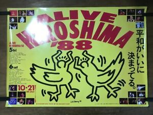 Keith Haring Vintage Poster Live  "ALIVE HIROSHIMA'88" japan hiroshi Limited 