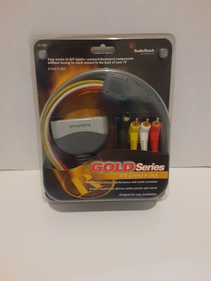 A/V Extend A Jack Gold Series 6 ft by RadioShack Easy Access To A/V Inputs  - Image 1 of 2