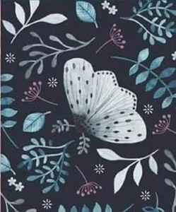 Fabric Picture Panel - Butterfly White Leaves 100% Cotton 10 x 12.5 cm Applique - Picture 1 of 1