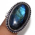 Fiery Labradorite 925 Silver Plated Gemstone Ring Us 8 Promise Gift For Women W4