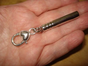 3"  Loud Working Silver Plated Rescue Emergency Whistle with Heart Clasp - Picture 1 of 4