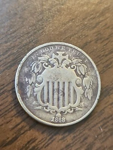 1868 Shield Nickel - Picture 1 of 4