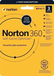 Norton 360 pour Joueurs 2025 Antivirus 3 Appareil + Jeu Optimiseur 5 Minutes Par - Photo 1/2