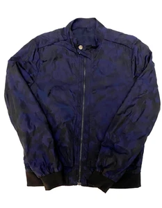 Versace Collection Jacket Adult Small 48 Blue Windbreaker Bomber Navy Paisley - Picture 1 of 6