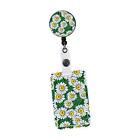 ID Card Holder, Retractable Clip, Vertical Floral Pattern, Student Credit Card