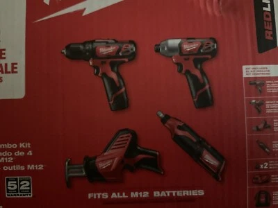 Milwaukee 2497-24H M12 12V Cordless 4-Piece Lithium-Ion Combo Kit - Image 1 of 3