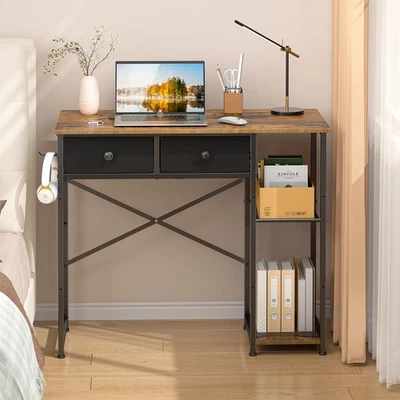 Small Computer Desk, 36 Inch Writing Desk with Drawers  Storage Shelves, Home... - Image 1 of 4