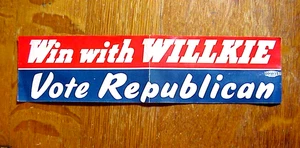 WIN WITH WILLKIE Vote Republikaner 10 Zoll HUTBAND von Union Label - Bild 1 von 3