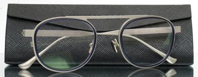 THIERRY LASRY Keeny 384 Plateado Azul Marino Hombres Redondo Borde Completo Anteojos 51-23-145 B:4 Foto 1 de 4