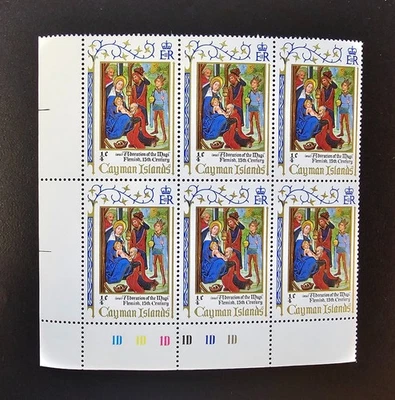 Cayman Islands 1968 Christmas CORN BLOCK STAMPS 6 Flemish 15thCentury SHEET #1D - Image 1 of 4