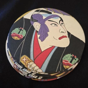 Posavasos japoneses Ukiyoe Bellas Artes 2 juegos de 3 (6 en total) cartón redondo vintage - Imagen 1 de 12