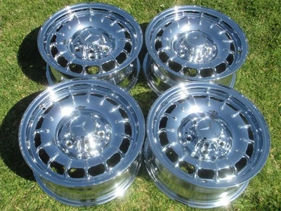 14" NEW SET MERCEDES SL280 SL380 SL420 SL450 OEM CHROME WHEELS Foto 1 de 4