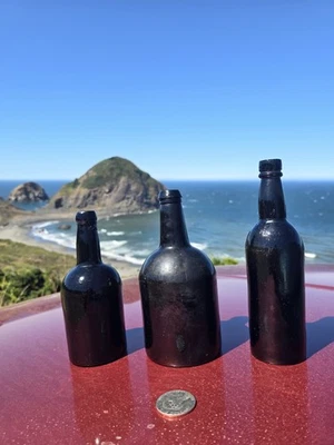 One Early 1800s Blackglass RUM Bottle  ☆ Antique Thick Primitive Liquor Bottle! - Image 1 of 4