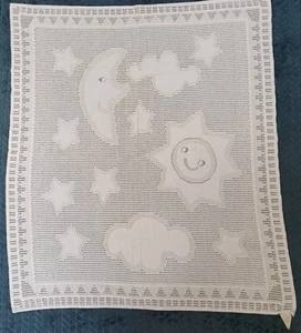 Coperta blu vintage stile carrozzina cellulare sole stella nuvola luna Made in GB - Foto 1 di 5